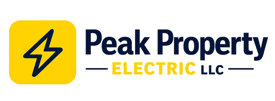 Peak Property Electric LLC logo with lightning bolt icon