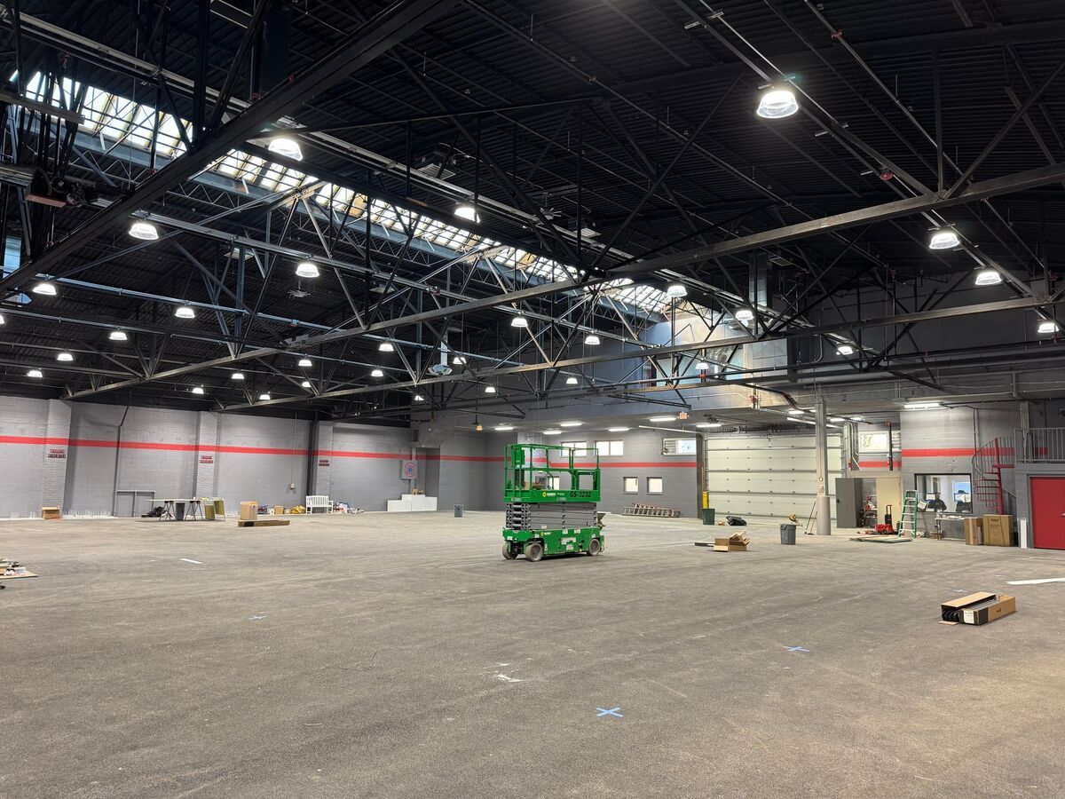 High-bay LED lighting installed across a commercial warehouse