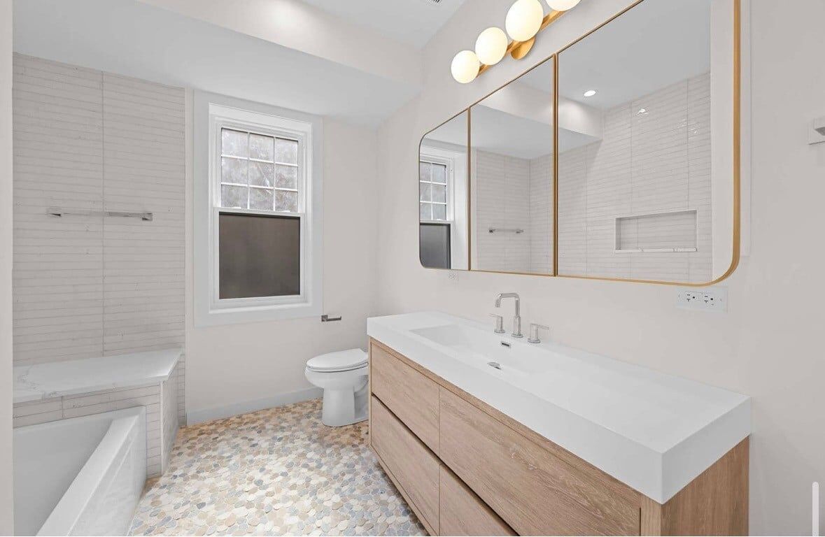 Modern bathroom with vanity lighting