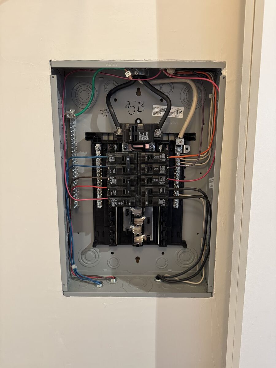 Code-compliant electrical panel upgrade with neat breaker wiring